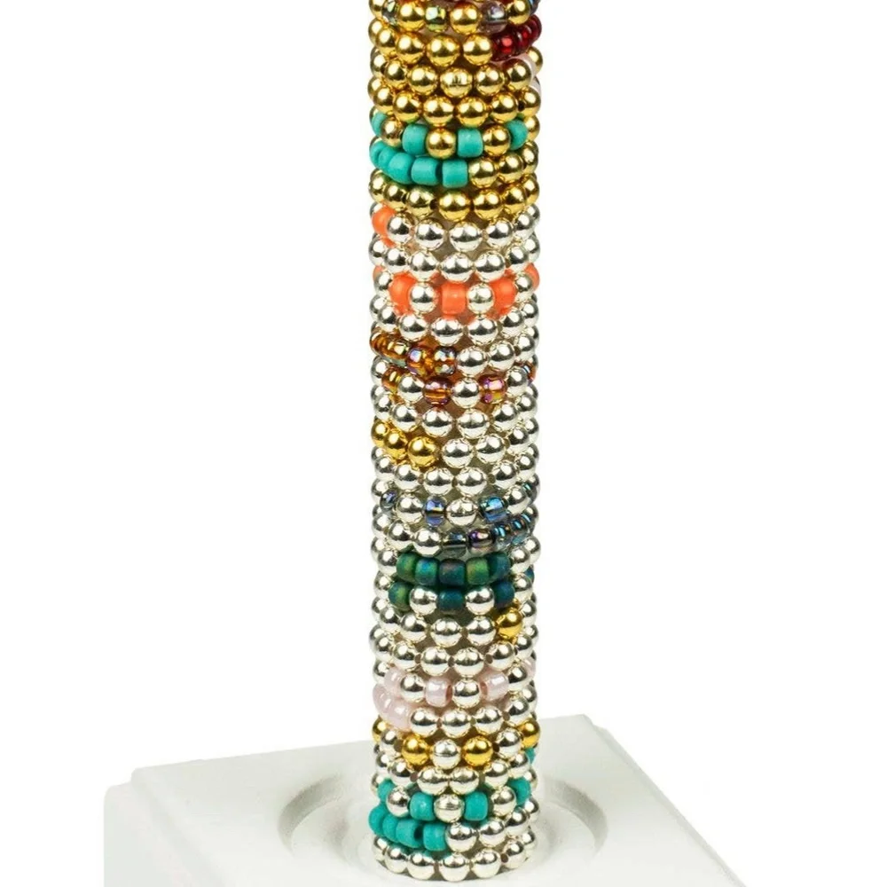 New 34 pc Bead Stretch Rings with Display